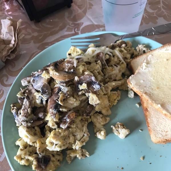 Onion and Mushroom Scrambled Eggs