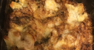 Spinach, Caramelized Onion, and Muenster Au Gratin Potatoes