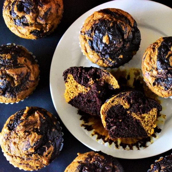 Marbled Chocolate-Pumpkin Muffins