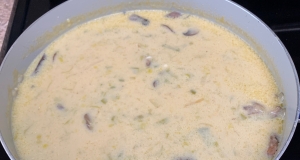 Leek Potato Mushroom Cheddar Soup