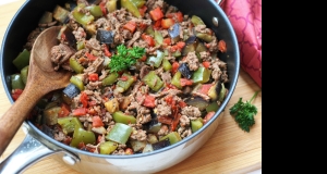 Spicy Low-Carb Eggplant with Beef and Tomatoes