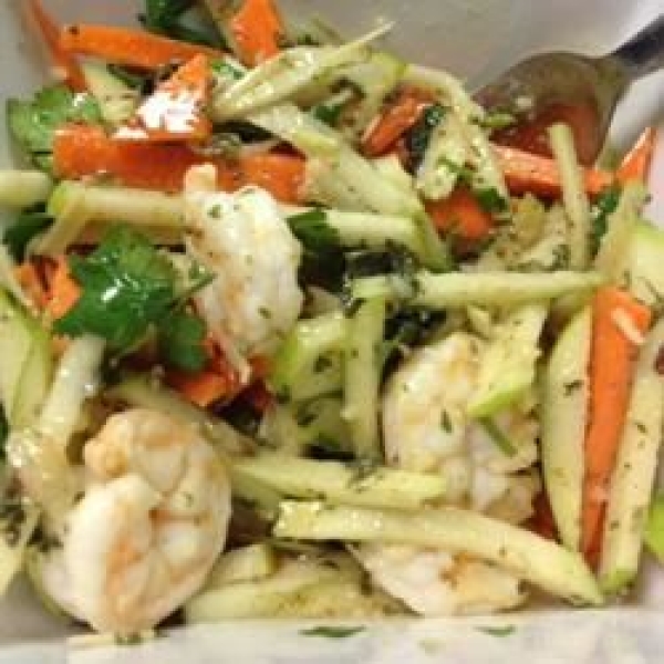 Green Apple, Jicama, and Prawn Salad with Mint, Lemongrass, and Dijon Dressing