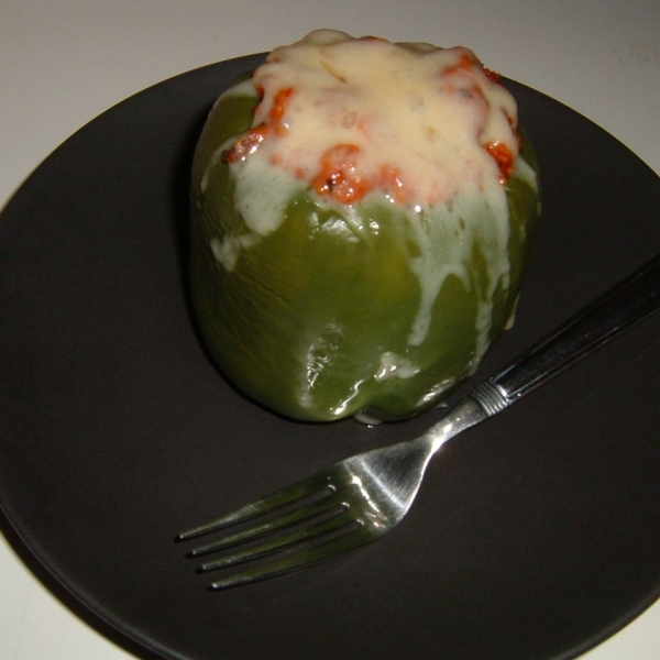 Green Bell Peppers stuffed with Tomato Lentil Couscous