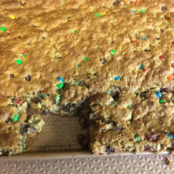 Peanut Butter and Chocolate Monster Cookie Bars