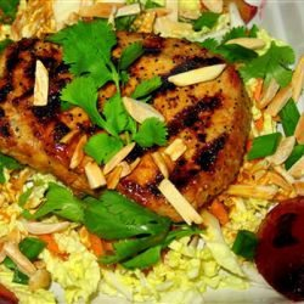 Grilled Adobo Pork Tenderloin Salad With Plums and Almonds