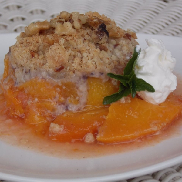 Peach Crisp with Oatmeal-Walnut Topping