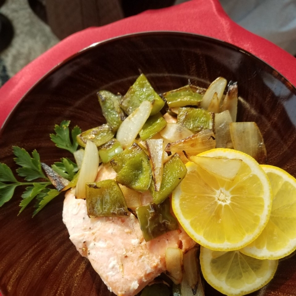 Sheet Pan Salmon and Bell Pepper Dinner