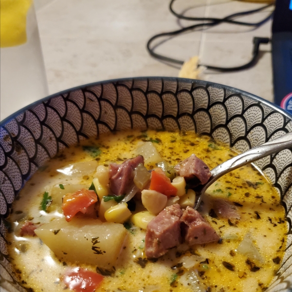 Andouille Sausage and Corn Chowder