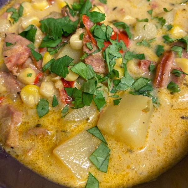 Andouille Sausage and Corn Chowder