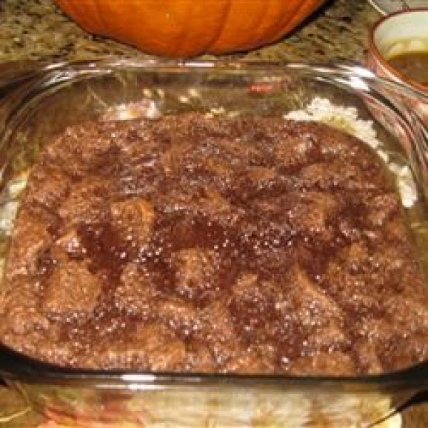 Chocolate Bread Pudding with Bourbon Pecan Sauce