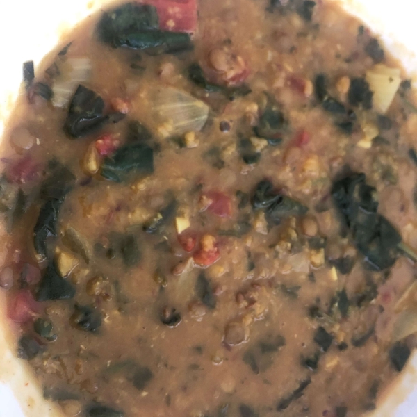 Spinach and Tomato Dal (Indian Lentil Soup)