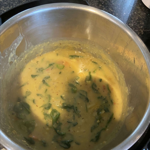 Spinach and Tomato Dal (Indian Lentil Soup)