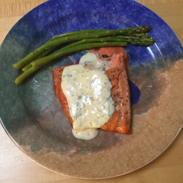 Grilled Salmon Fillets with a Lemon, Tarragon, and Garlic Sauce