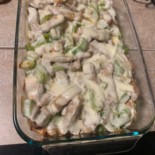 Beer Cheese Philly Steak Casserole