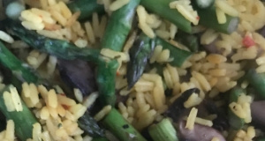 Yellow Rice with Asparagus and Mushrooms