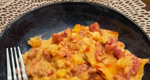 Lobster Ravioli in Tomato Cream Sauce with Shrimp