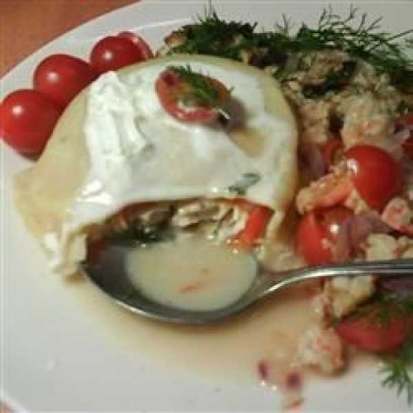 Lobster Ravioli in Tomato Cream Sauce with Shrimp