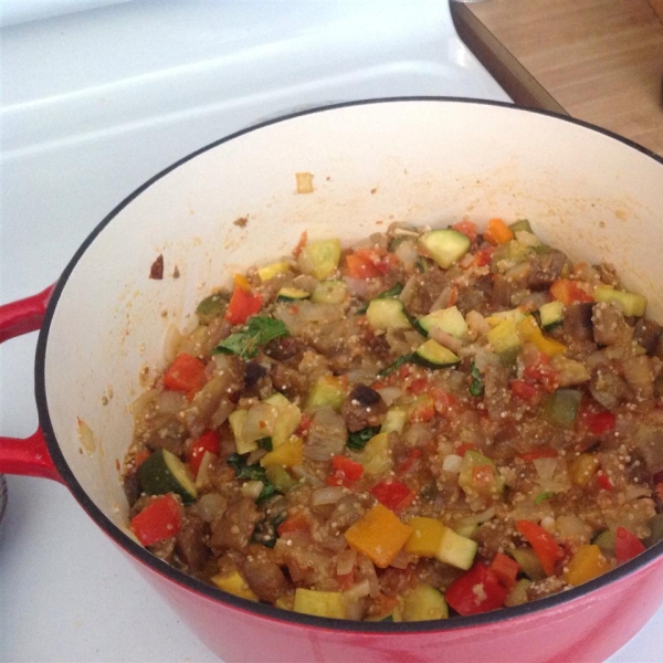 Eggplant, Zucchini and Sweet Red Pepper Stew