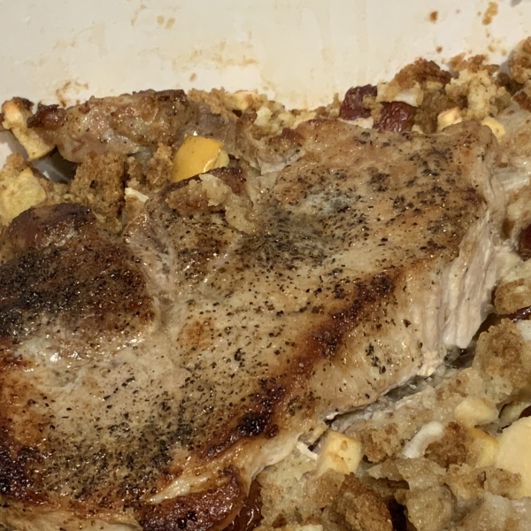 Pork Loin Chops with Cherry-Apple Stuffing