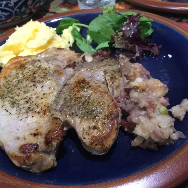 Pork Loin Chops with Cherry-Apple Stuffing