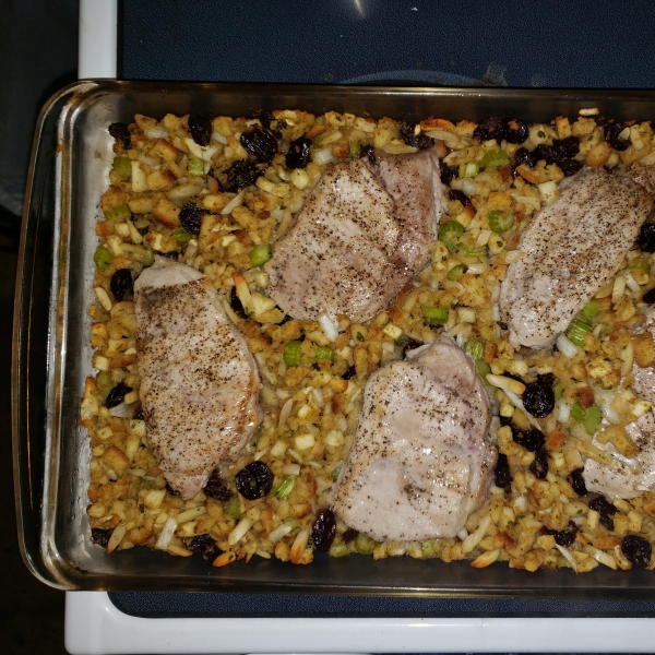 Pork Loin Chops with Cherry-Apple Stuffing