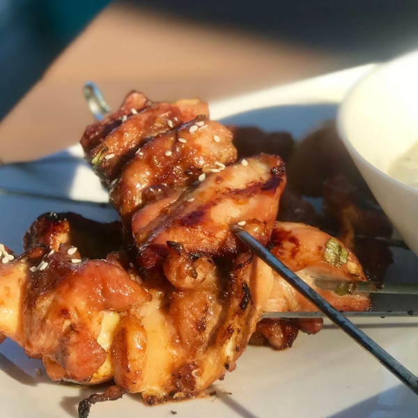 Grilled Chicken Teriyaki Skewers with Miso Ranch