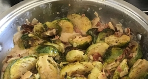 Brussels Sprouts in a Sherry Bacon Cream Sauce