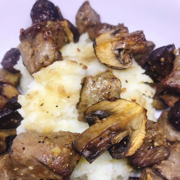 Air Fryer Steak Tips and Portobello Mushrooms