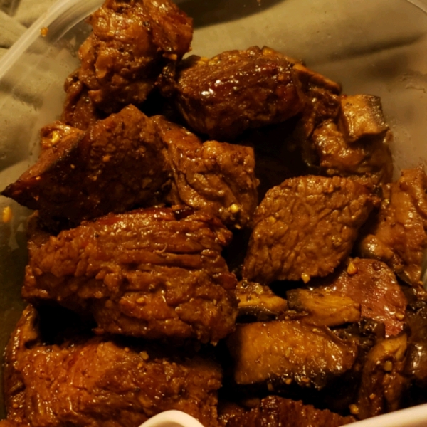 Air Fryer Steak Tips and Portobello Mushrooms