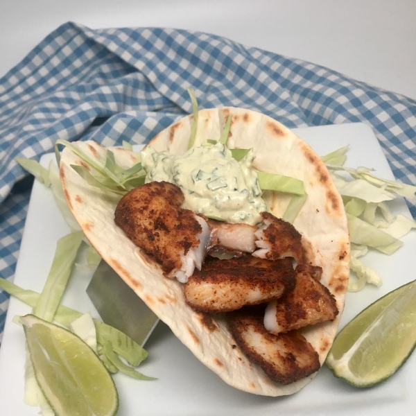 Grilled Fish Tacos with Avocado Sauce