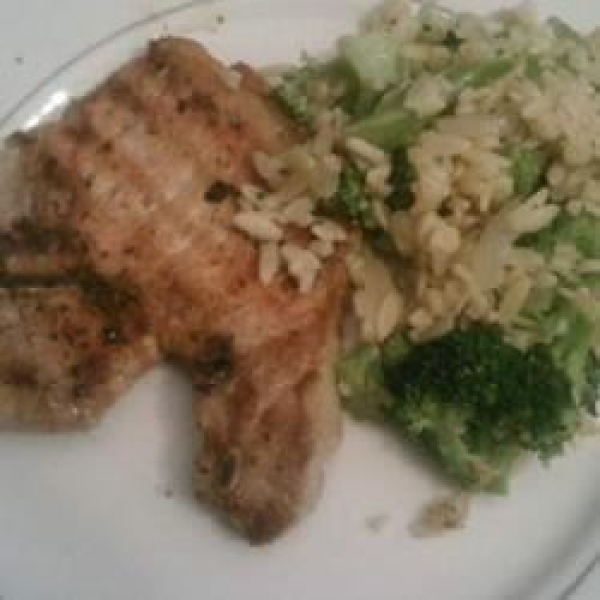 Easy-Peasy Pork Chops with Broccoli Orzo