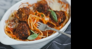 Homemade Baked Spaghetti and Meatballs