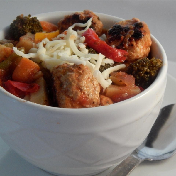 Jesse's Spicy Veggie and Turkey Meatball Stew