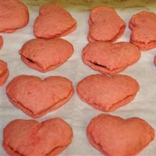 Chocolate Filled Peppermint Valentine Heart Cookies