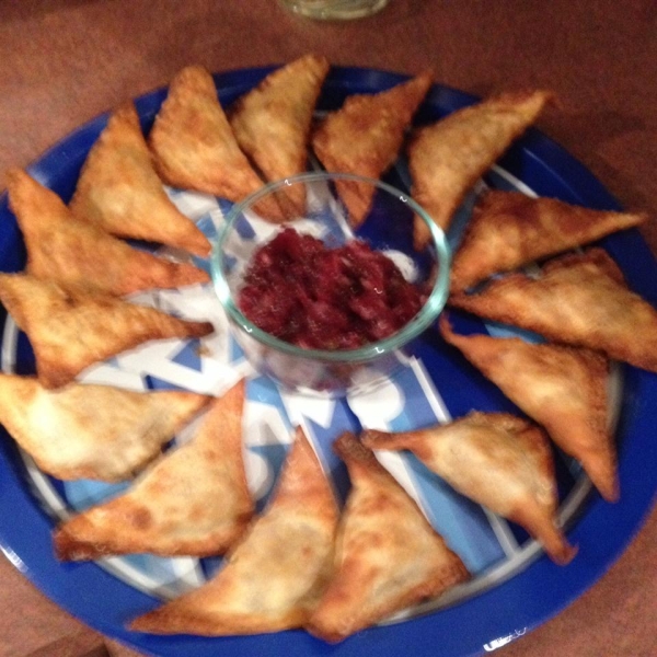 Thanksgiving Leftover Wontons with Cranberry Salsa