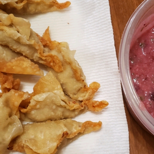 Thanksgiving Leftover Wontons with Cranberry Salsa