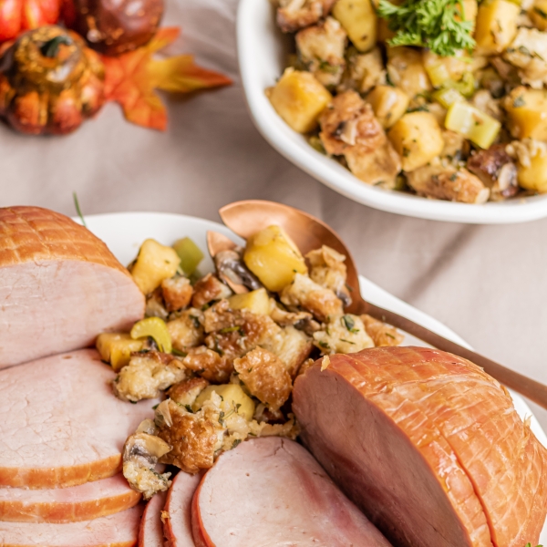 Honey-Maple Ham with Herb-Apple Dressing