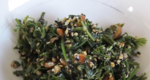 Carrot Greens Salad with Sesame Seeds