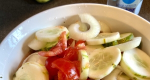 Floating Cucumber, Tomato, and Onion Salad