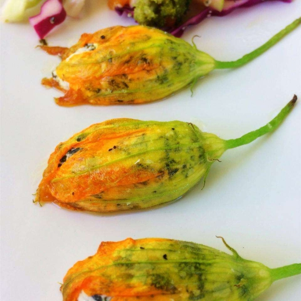 Oven Roasted Stuffed Squash Blossoms