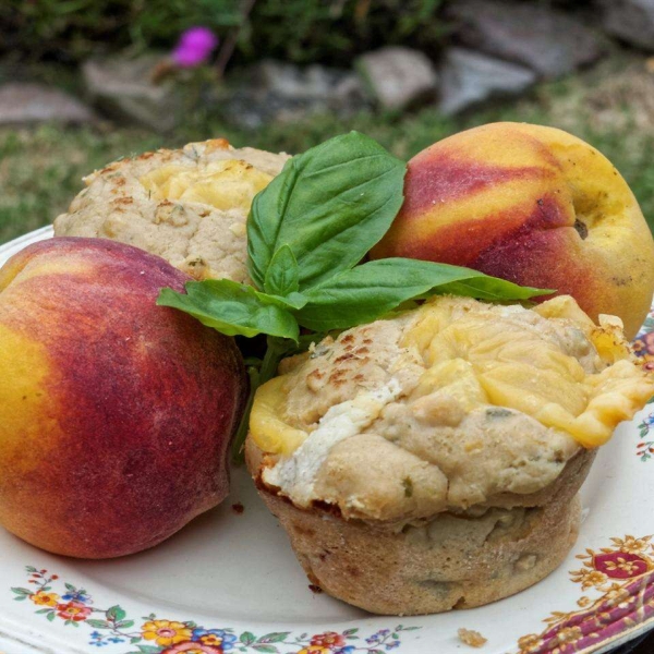 Summer Peach, Basil & Cheddar Muffins