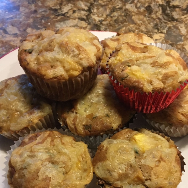 Summer Peach, Basil & Cheddar Muffins