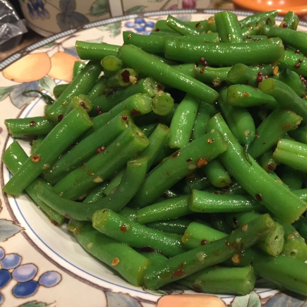 Spicy Indian Green Beans, Gujarati Style