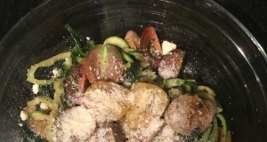 Zucchini Noodles and Summer Vegetables with Sweet Pepper Chicken Sausage