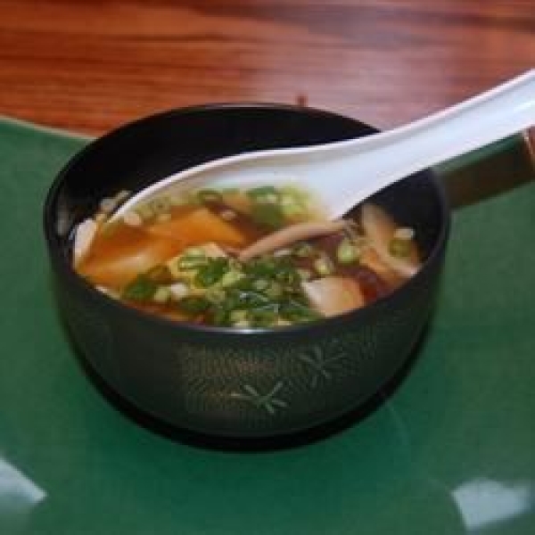 Japanese Soup with Tofu and Mushrooms