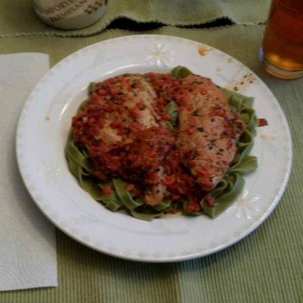 Chicken with Sun-Dried Tomato and Roasted Pepper Cream Sauce