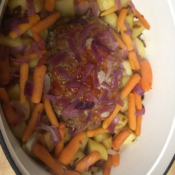 Clay Pot Meatloaf and Potatoes