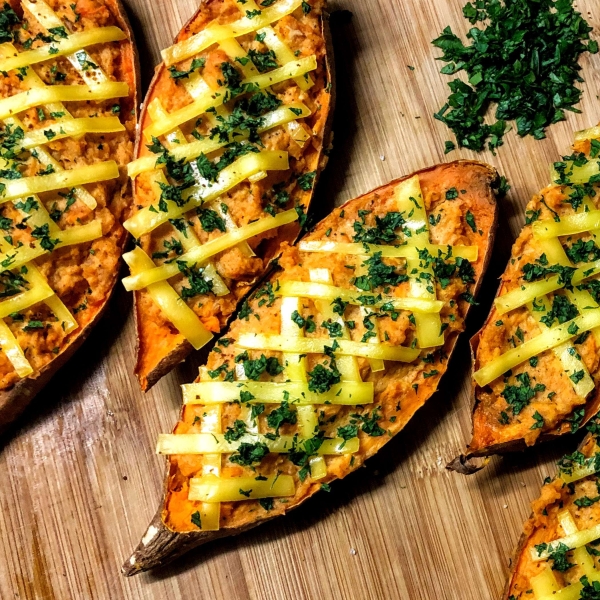 Vegan Twice-Baked Sweet Potatoes