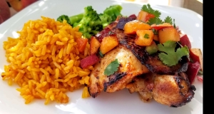 Grilled Chicken Thighs with Peach and Cherry Salsa