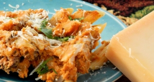 Penne with Italian Sausage, Mushrooms, and Pumpkin Sauce